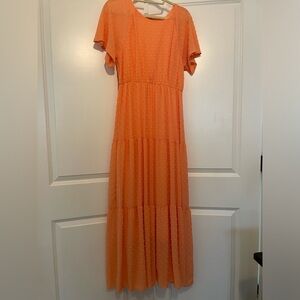 REB. in J 200 peach Maxi dress size large New with tags
